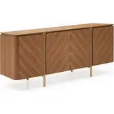Breccia Buffet in Walnut Veneer & Gold Metal
